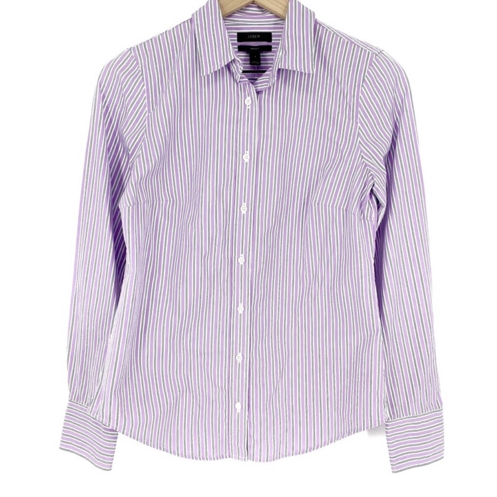 J.Crew Perfect Button Down Shirt in Lilac Stripe